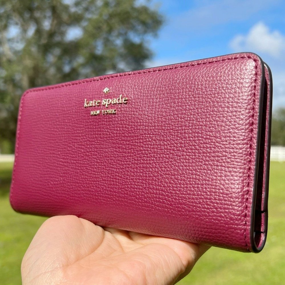 Kate Spade Bifold Wallet Burgundy Leather - Picture 1 of 4